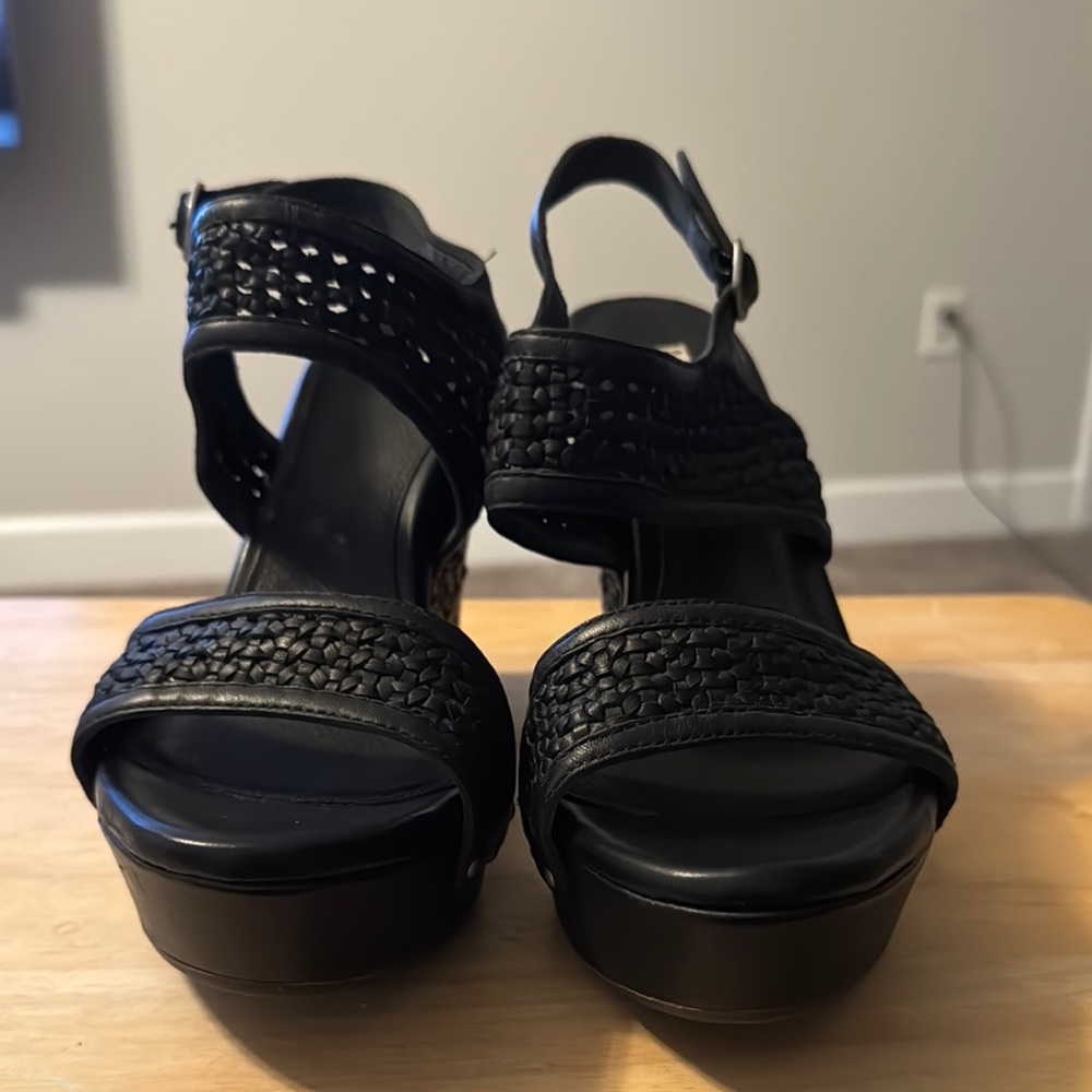 Black Platform Sandals With Perforated Straps - image 1